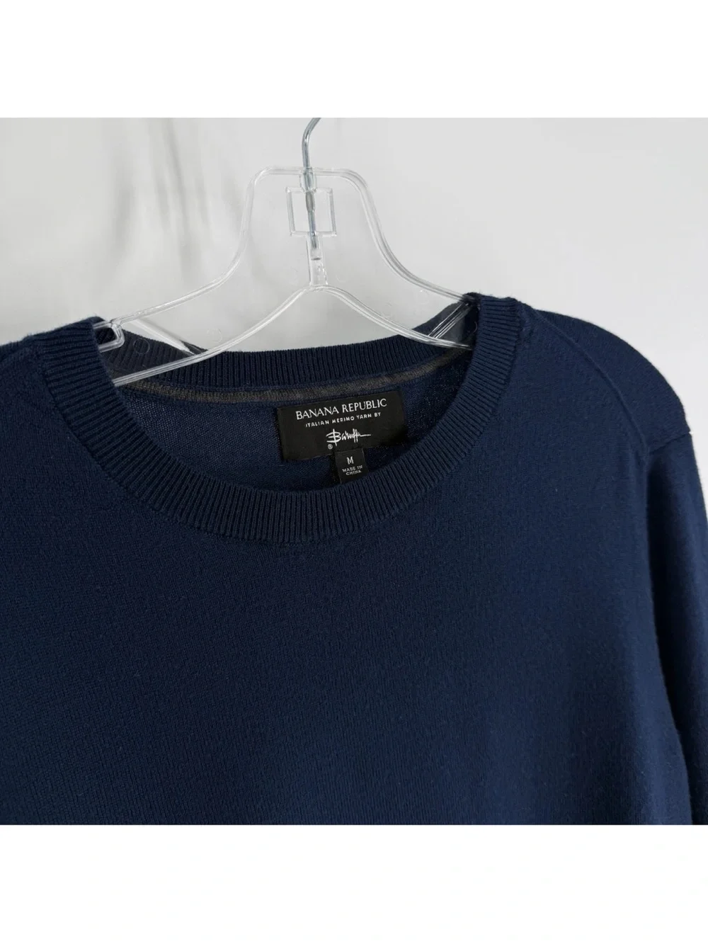 Banana Republic Merino Wool Sweater Mens Size Medium Navy Blue Lightweight